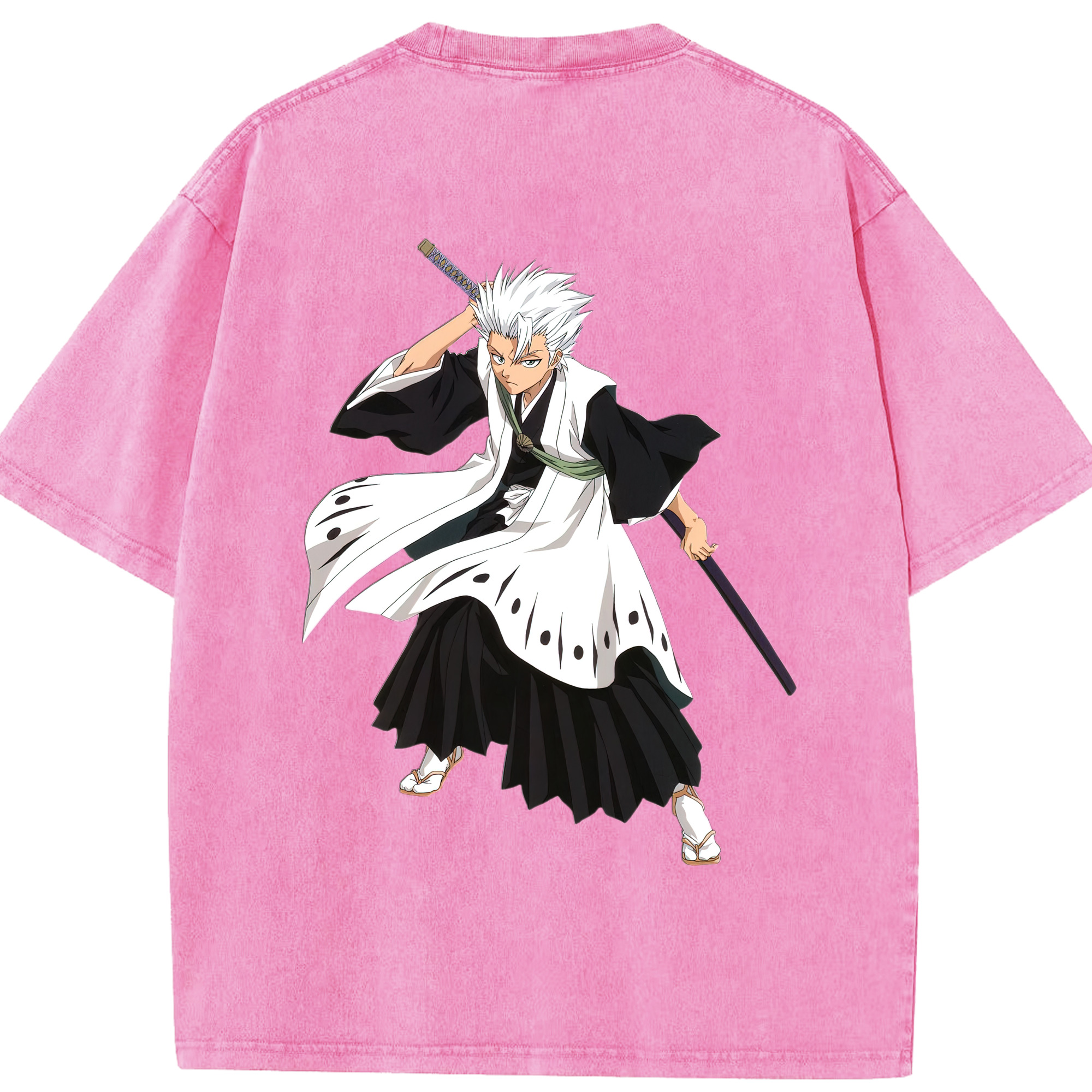 （画像用） ブリーチ 日番谷冬獅郎（ひつがや とうしろう） BLEACH Hitsugaya Toushirou 綿100% ヴィンテージ風 半袖Tシャツ（背面プリント）